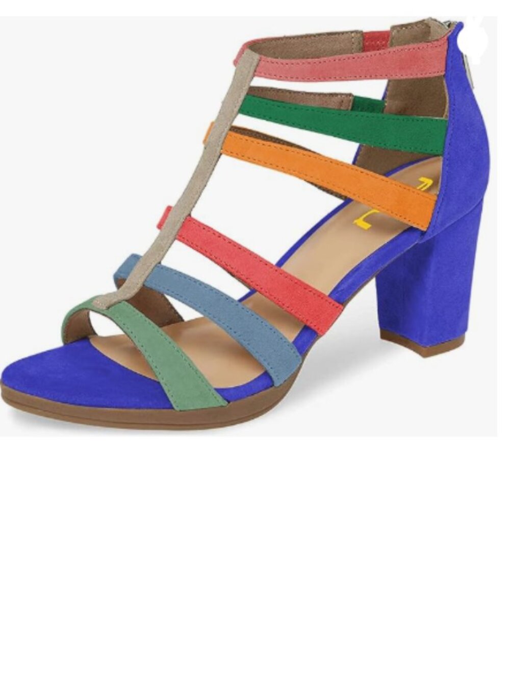 FSJ Multi Purple Chunky High Heel Sandals Open Toe T-Strap Cutout Dress Shoes